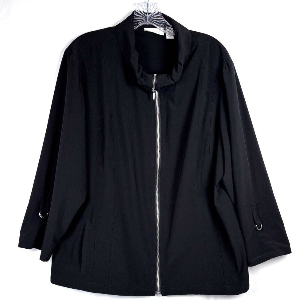 Weekends By Chico's Black Zip Front Jacket Women's Size 3 (XL) Utility Travel